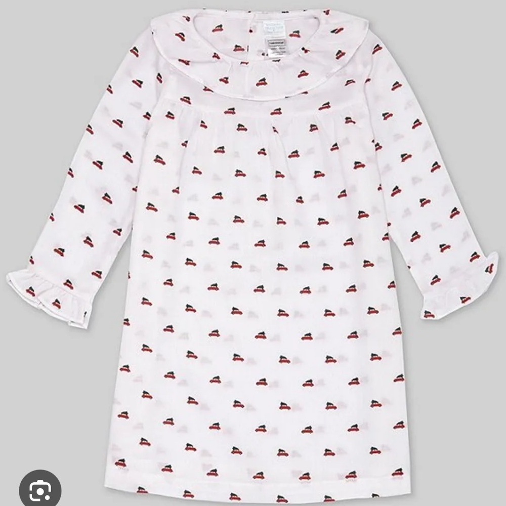 Edgehill Collection GirlsLong Sleeve Car With Christmas Tree Pajama Gown